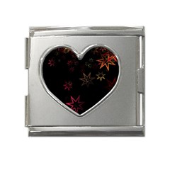 Christmas Background Motif Star Mega Link Heart Italian Charm (18mm) by Amaryn4rt