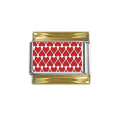 Hearts Pattern Seamless Red Love Gold Trim Italian Charm (9mm) by Apen