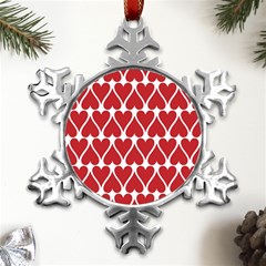 Hearts Pattern Seamless Red Love Metal Small Snowflake Ornament by Apen