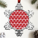 Hearts Pattern Seamless Red Love Metal Small Snowflake Ornament Front