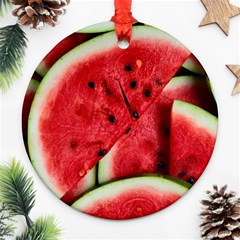 Watermelon Fruit Green Red Ornament (round) by Bedest