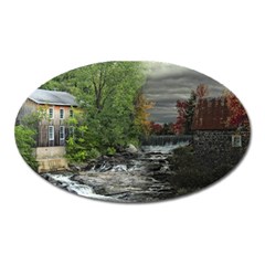 Landscape Summer Fall Colors Mill Oval Magnet by Amaryn4rt