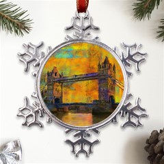 London Tower Abstract Bridge Metal Large Snowflake Ornament by Amaryn4rt