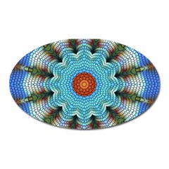 Pattern Blue Brown Background- Oval Magnet by Amaryn4rt