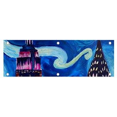 Starry Night In New York Van Gogh Manhattan Chrysler Building And Empire State Building Banner And Sign 6  X 2  by Modalart