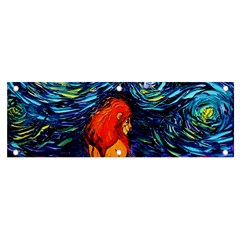 Lion Art Starry Night Van Gogh Banner And Sign 6  X 2  by Modalart