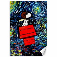 Dog Flying House Cartoon Starry Night Vincent Van Gogh Parody Canvas 20  X 30  by Modalart