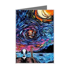 Cartoon Dog Vincent Van Gogh s Starry Night Parody Mini Greeting Card by Modalart