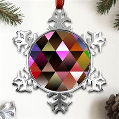 Abstract Geometric Triangles Shapes Metal Small Snowflake Ornament by Pakjumat