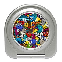 Graffiti Characters Seamless Pattern Travel Alarm Clock by Bedest