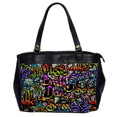 Graffiti Word Seamless Pattern Oversize Office Handbag by Bedest