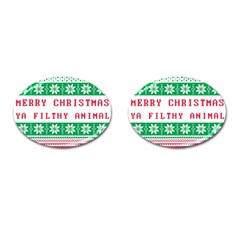 Merry Christmas Ya Filthy Animal Cufflinks (oval) by Pakjumat