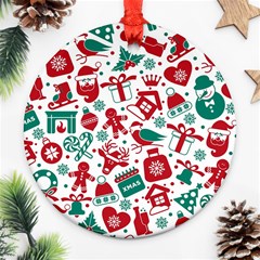 Background Vector Texture Christmas Winter Pattern Seamless Ornament (round) by Pakjumat