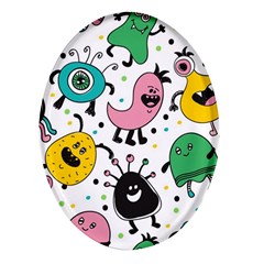 Funny Monster Pattern Oval Glass Fridge Magnet (4 Pack) by Pakjumat