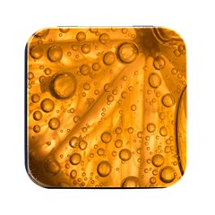 Lime Water Bubbles Macro Light Detail Background Square Metal Box (black) by Pakjumat