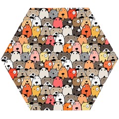 Cute Dog Seamless Pattern Background Wooden Puzzle Hexagon by Pakjumat