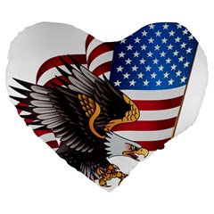 American Eagle Clip Art Large 19  Premium Flano Heart Shape Cushions by Maspions