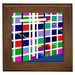 Color Graffiti Pattern Geometric Framed Tile by Hannah976