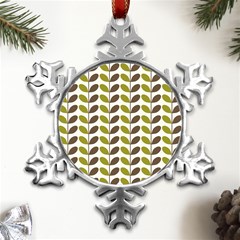 Leaf Plant Pattern Seamless Metal Small Snowflake Ornament by Hannah976