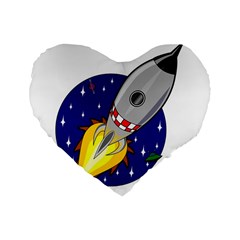 Rocket Ship Launch Vehicle Moon Standard 16  Premium Heart Shape Cushions by Sarkoni