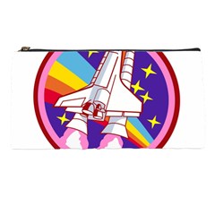 Badge Patch Pink Rainbow Rocket Pencil Case by Sarkoni