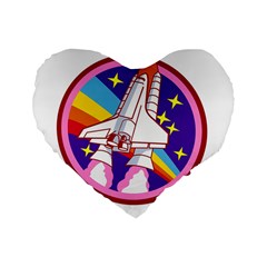 Badge Patch Pink Rainbow Rocket Standard 16  Premium Flano Heart Shape Cushions by Sarkoni