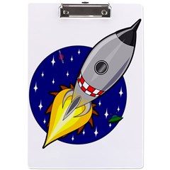 Rocket Ship Launch Vehicle Moon A4 Acrylic Clipboard by Sarkoni