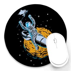 Astronaut Planet Space Science Round Mousepad by Sarkoni