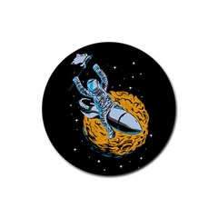 Astronaut Planet Space Science Rubber Coaster (round) by Sarkoni