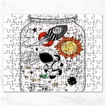 Astronaut Drawing Planet Rectangular Jigsaw Puzzl Front