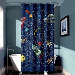 Cat Cosmos Cosmonaut Rocket Shower Curtain 36  X 72  (stall)  by Grandong