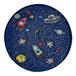 Cat Cosmos Cosmonaut Rocket Round Glass Fridge Magnet (4 pack) Front