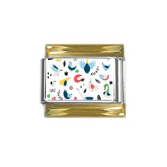 Vector Set Isolates With Cute Birds Scandinavian Style Gold Trim Italian Charm (9mm) by Apen