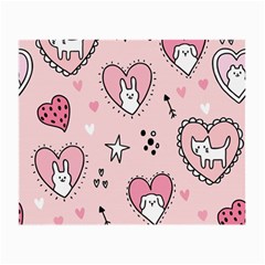 Cartoon Cute Valentines Day Doodle Heart Love Flower Seamless Pattern Vector Small Glasses Cloth (2 Sides) by Apen