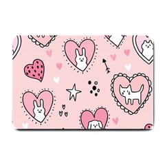 Cartoon Cute Valentines Day Doodle Heart Love Flower Seamless Pattern Vector Small Doormat by Apen