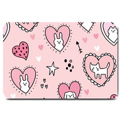 Cartoon Cute Valentines Day Doodle Heart Love Flower Seamless Pattern Vector Large Doormat by Apen