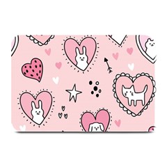 Cartoon Cute Valentines Day Doodle Heart Love Flower Seamless Pattern Vector Plate Mats by Apen