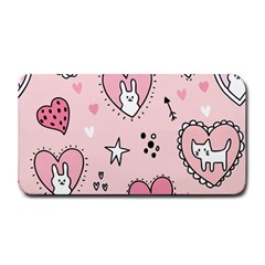 Cartoon Cute Valentines Day Doodle Heart Love Flower Seamless Pattern Vector Medium Bar Mat by Apen