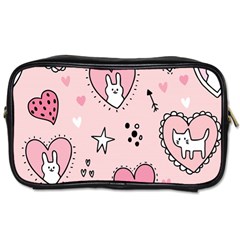 Cartoon Cute Valentines Day Doodle Heart Love Flower Seamless Pattern Vector Toiletries Bag (two Sides) by Apen