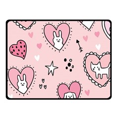 Cartoon Cute Valentines Day Doodle Heart Love Flower Seamless Pattern Vector Fleece Blanket (small) by Apen