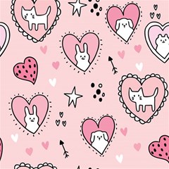 Cartoon Cute Valentines Day Doodle Heart Love Flower Seamless Pattern Vector Play Mat (square) by Apen