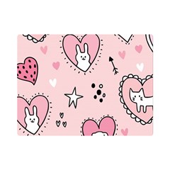 Cartoon Cute Valentines Day Doodle Heart Love Flower Seamless Pattern Vector Premium Plush Fleece Blanket (mini) by Apen