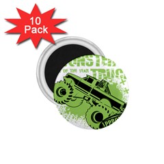 Monster Truck Illustration Green Car 1 75  Magnets (10 Pack)  by Sarkoni