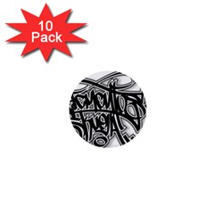 Hip Hop Music Drawing Art Graffiti 1  Mini Buttons (10 Pack)  by Sarkoni