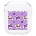 Cute Colorful Cat Kitten With Paw Yarn Ball Seamless Pattern Hard PC AirPods 1/2 Case Front