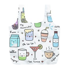 Drinks Cocktails Doodles Coffee Full Print Recycle Bag (l) by Apen