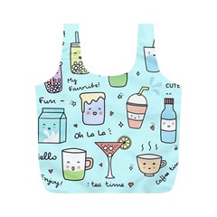 Drinks Cocktails Doodle Coffee Full Print Recycle Bag (m) by Apen