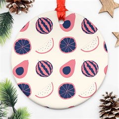 Fruits Halves Pattern Design Ornament (round) by Apen