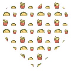 Fries Taco Pattern Fast Food Wooden Puzzle Heart by Apen