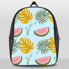 Watermelon Leaves Fruit Foliage School Bag (large) by Apen